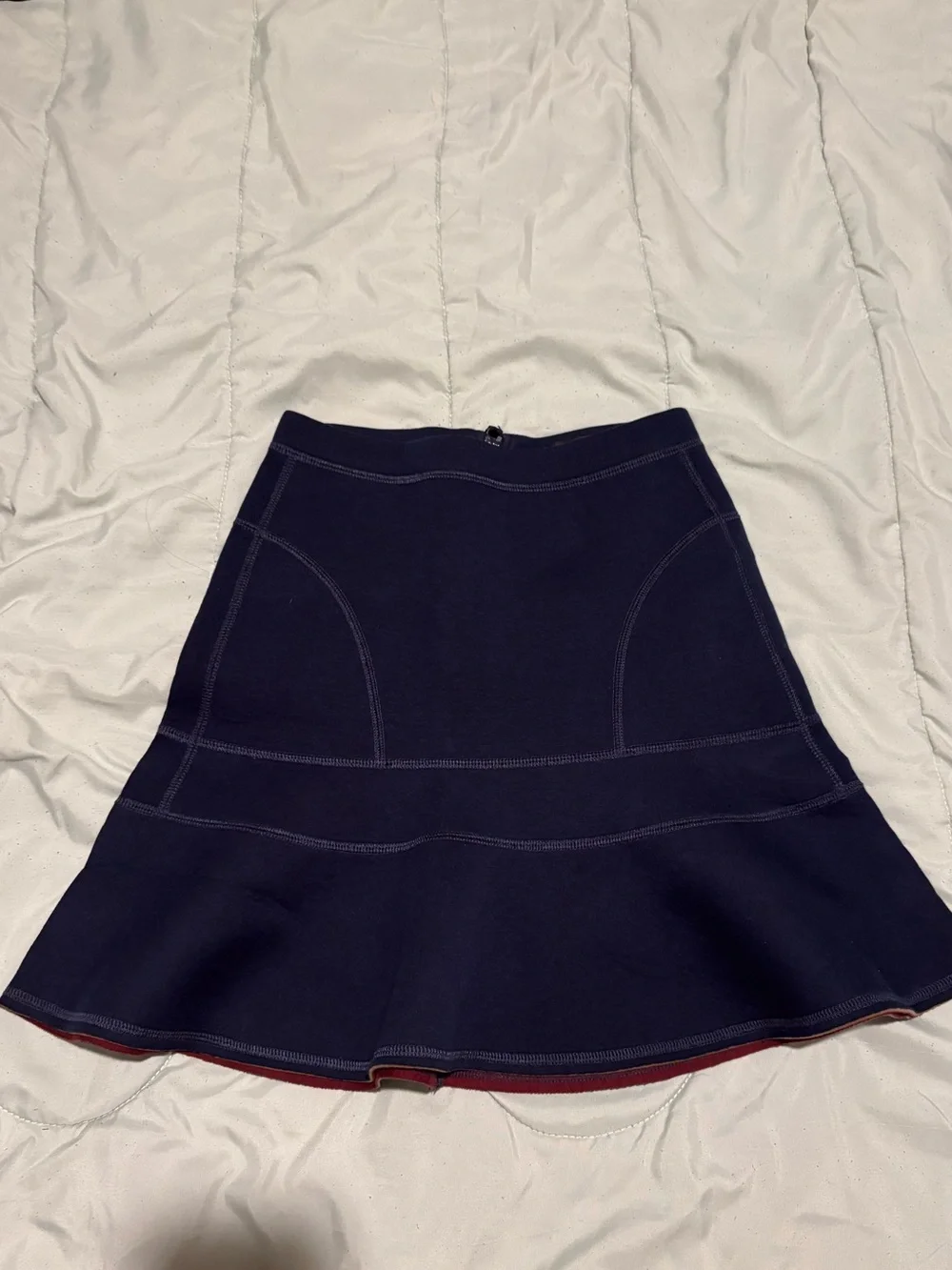 J. Crew Navy Circle Skirt with Red Trim